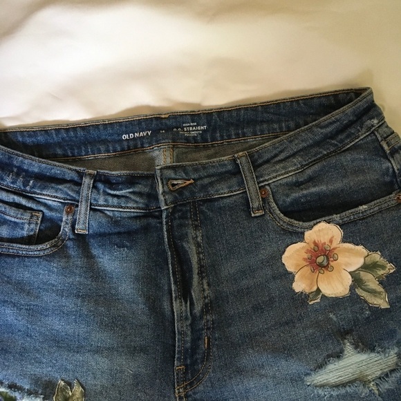 Shorts Upcycled Medium Wash Denim Size 14 High Rise distressed Bohemian Hippy - Picture 4 of 7